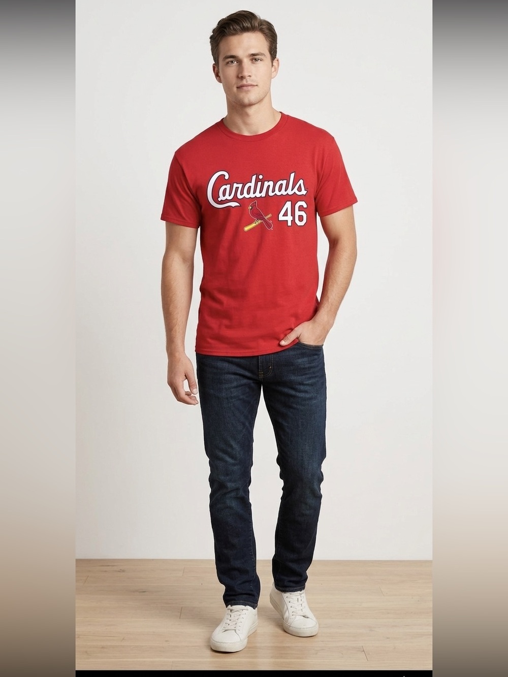 Majestic Red Cardinals GoldSchmidt Crewneck Tee Size S